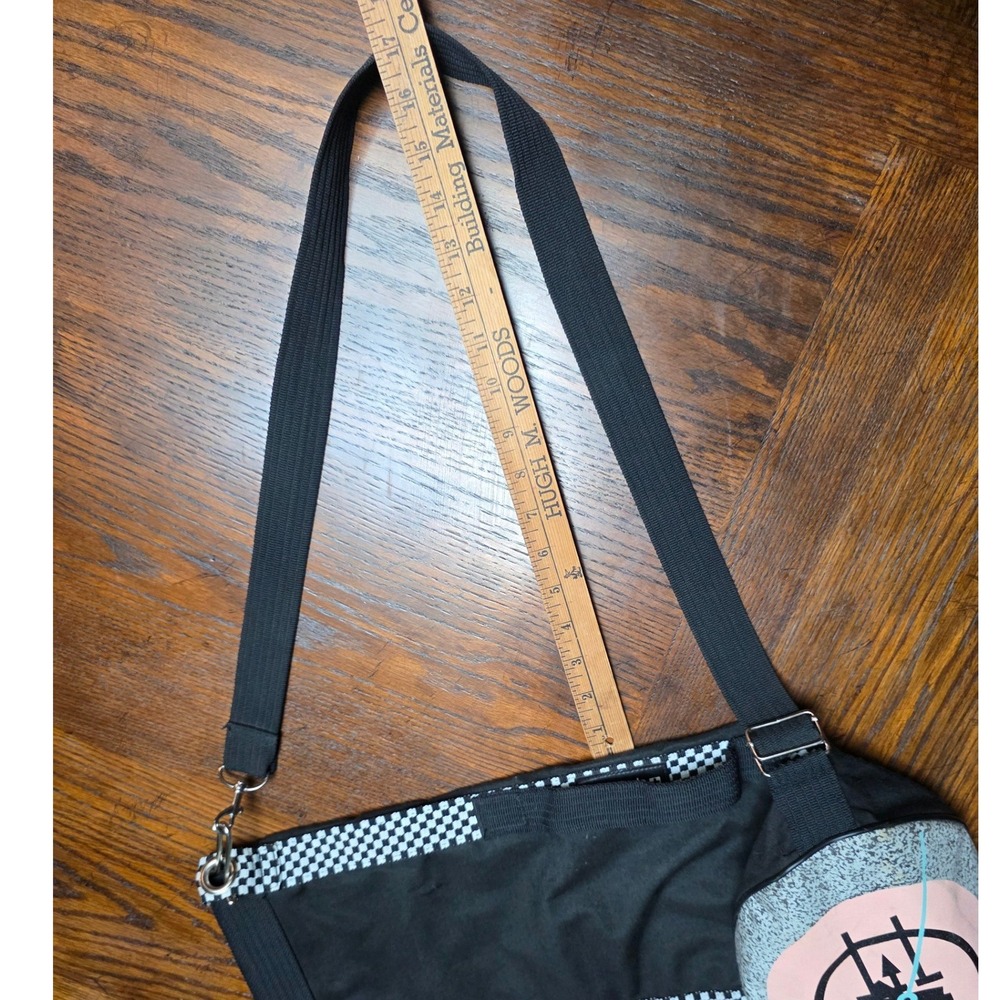 Vintage Swatch Canvas Duffel Bag Black Checkered Clock Face Retro 80s Gear Bag - Picture 13 of 16